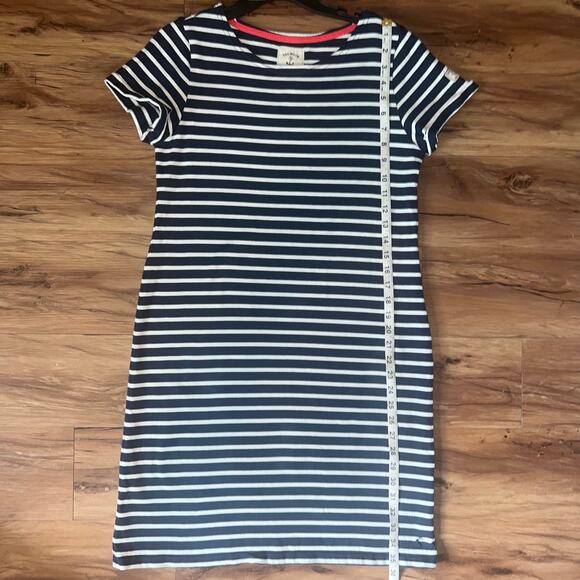 Nautical Navy White Striped Short Sleeve Crew Neck Joules Midi Dress Size 10 - Picture 10 of 10